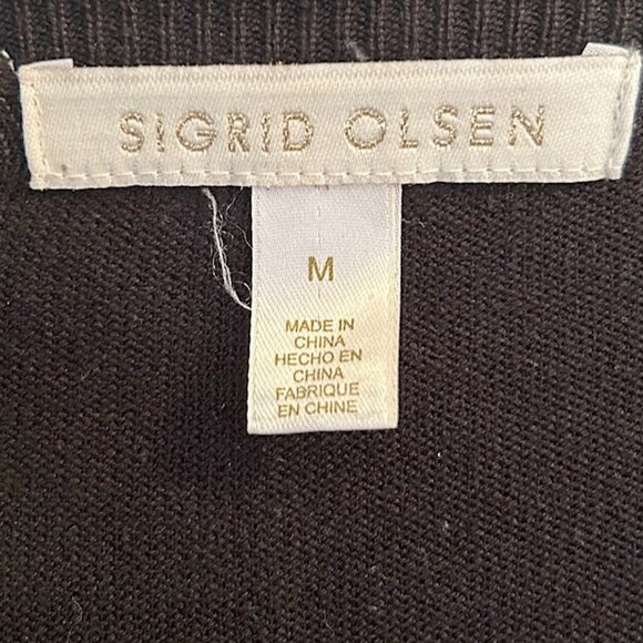 Sigrid Olsen black silk embroidered cardigan - Picture 4 of 8